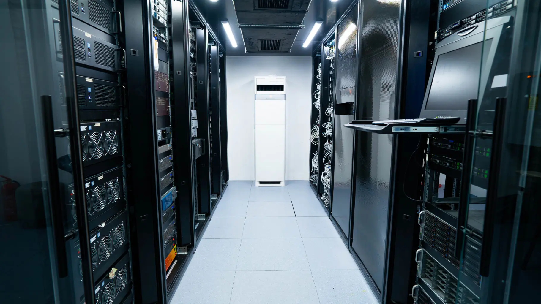 Media City systems integration project featuring high-capacity servers in the server room.